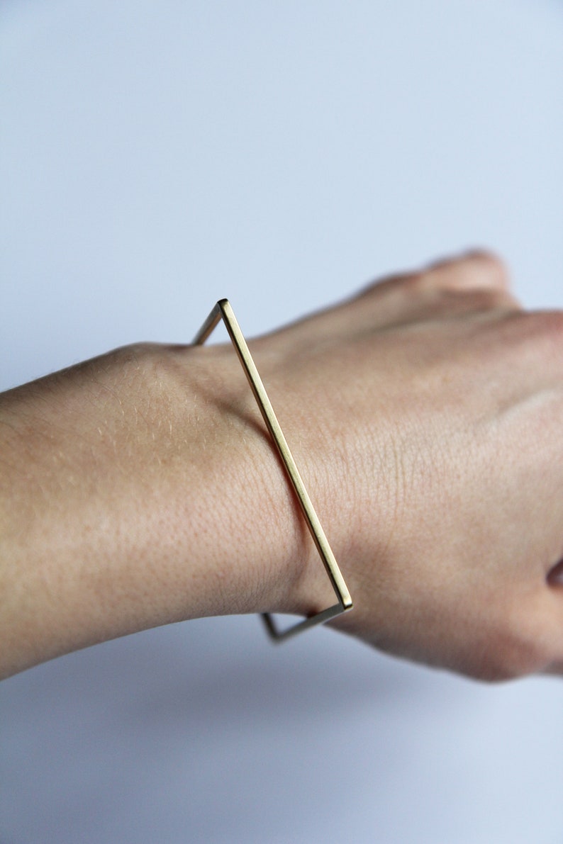 Square modern bangle gold bracelet gold bracelet femme anniversary gift jewelry image 4