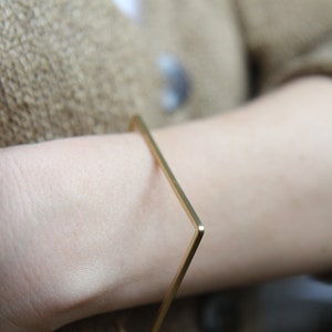 Square modern bangle gold bracelet gold bracelet femme anniversary gift jewelry image 5