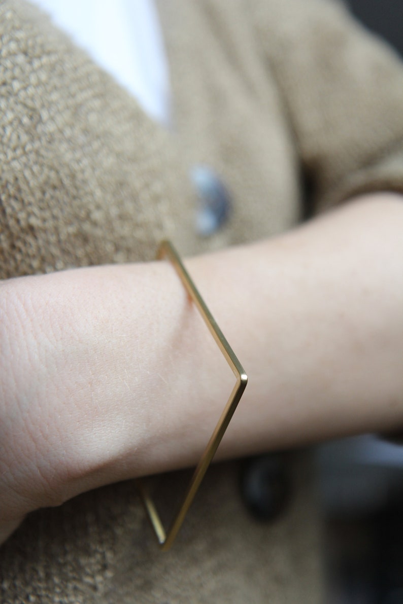 Square modern bangle gold bracelet gold bracelet femme anniversary gift jewelry image 5