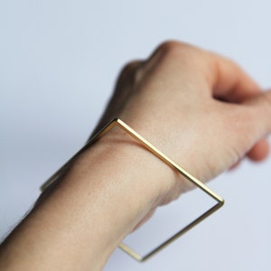 Square modern bangle gold bracelet gold bracelet femme anniversary gift jewelry image 2