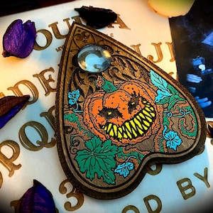 Engraved Wooden Planchette for Ouija Board "Scary pumpkin" paganism pagan witch witchcraft wicca ouijaboard ouija wiccan samhain halloween