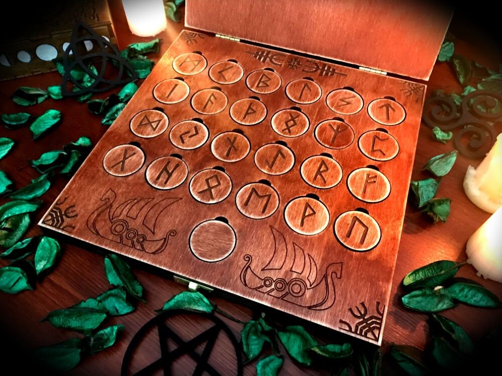 Futhark Runes Set With Casket - Paganism Pagan Witch Witchcraft ...