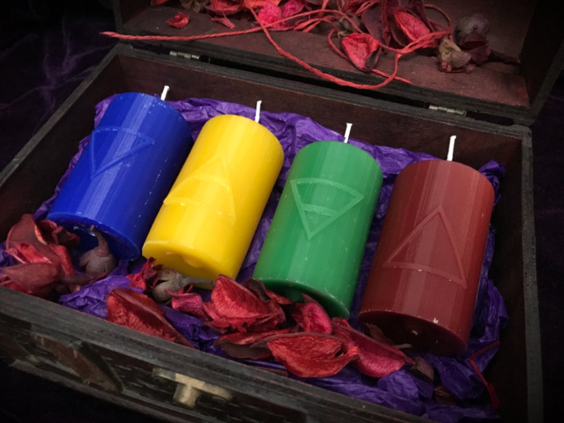 Candles with Four Elements Symbolism paganism wicca wizardry Etsy