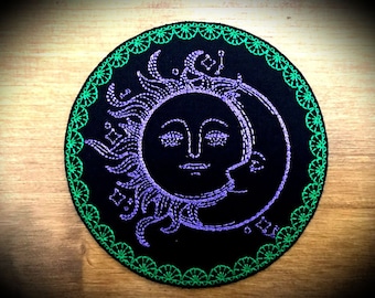 IRON ON Embroidered patch "Sun & Moon" - wicca wiccan witch magic witchcraft embroidery pagan symbolism paganism esbat esoteric witchy