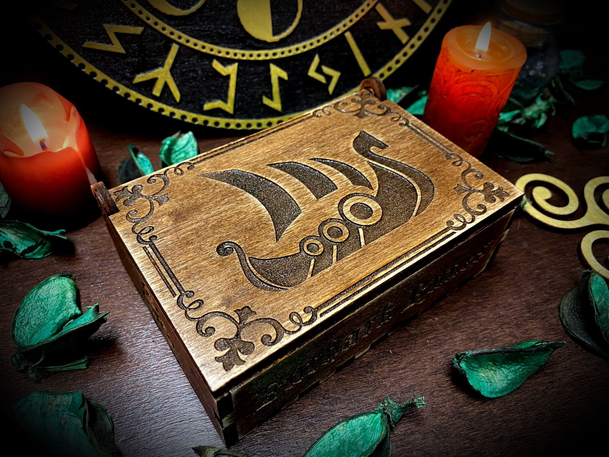 Aged Futhark Runes Set With Box - Paganism Pagan Witch Witchcraft ...