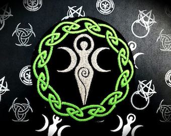 IRON ON Embroidered patch with the Wicca Goddess- pagan paganism embroidery witch magic witchcraft symbolism ritual wizard God Earth Moon