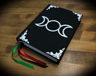 Book of shadows / Diary "White TripleMoon" paganism pagan symbolism wicca handcrafted journal wizardry corners handmade item decorative