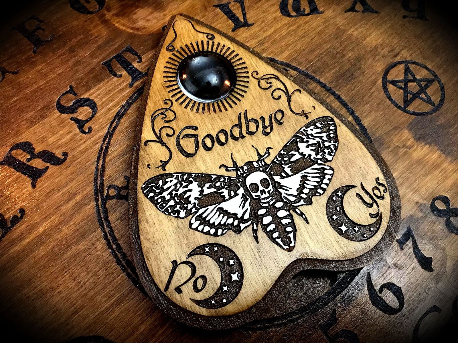 Engraved Wooden Planchette for Ouija Board "Death's Head Moth"  esotericism paganism pagan witch witchcraft wicca ouijaboard ouijaplanchette