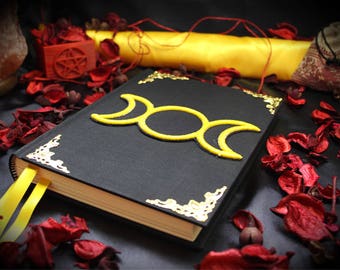 Book of shadows / Diary "Golden TripleMoon" paganism pagan symbolism wicca handcrafted journal wizardry corners handmade item decorative