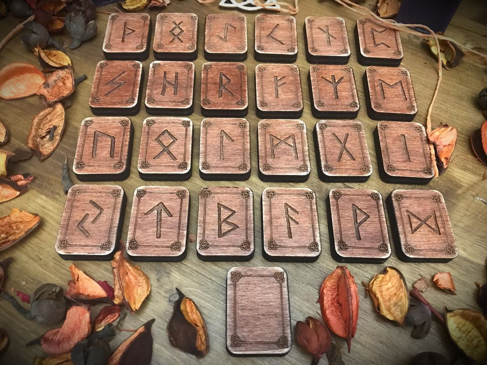 Aged Futhark Runes Set With Box Paganism Pagan Witch Witchcraft ...