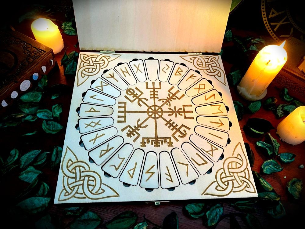 Futhark Runes Set With Casket Paganism Pagan Witch | Etsy