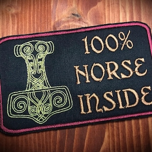 Haftowana naszywka „100% Norse Inside”-naszywki wicca wiccan pogaństwo haft czarownica rytuał magia czary czarnoksiężnik mitologia nordycka