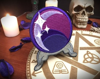 IRON ON Embroidered patch with a Cristal Ball- pagan paganism embroidery witch magic witchcraft symbolism ritual wizard divination future