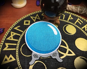 IRON ON Embroidered patch with a Cristal Ball- pagan paganism embroidery witch magic witchcraft symbolism ritual wizard divination future