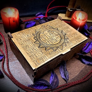 Ensemble de runes Futhark avec boîte "Jormungandr Soul" - paganisme païen sorcière sorcellerie ésotérisme gravé au laser divination wicca wiccan