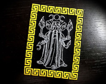 IRON ON Embroidered patch "Greek Goddess Hecate" - wicca wiccan witch magic witchcraft embroidery pagan symbolism paganism