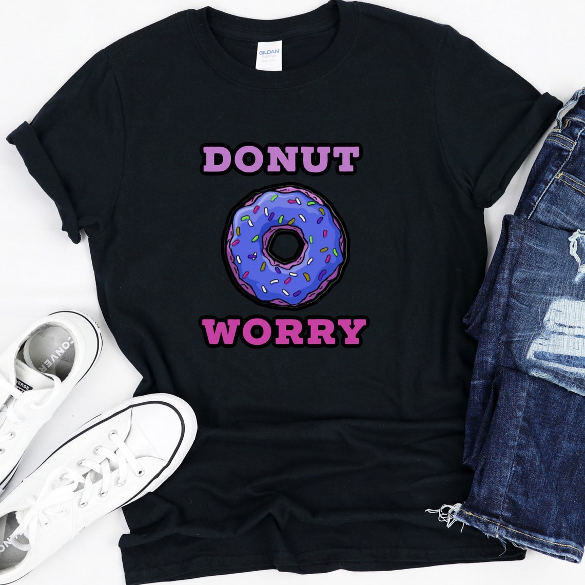 Donut Worry T-Shirt Donut Tee Dont Worry Shirt Purple | Etsy