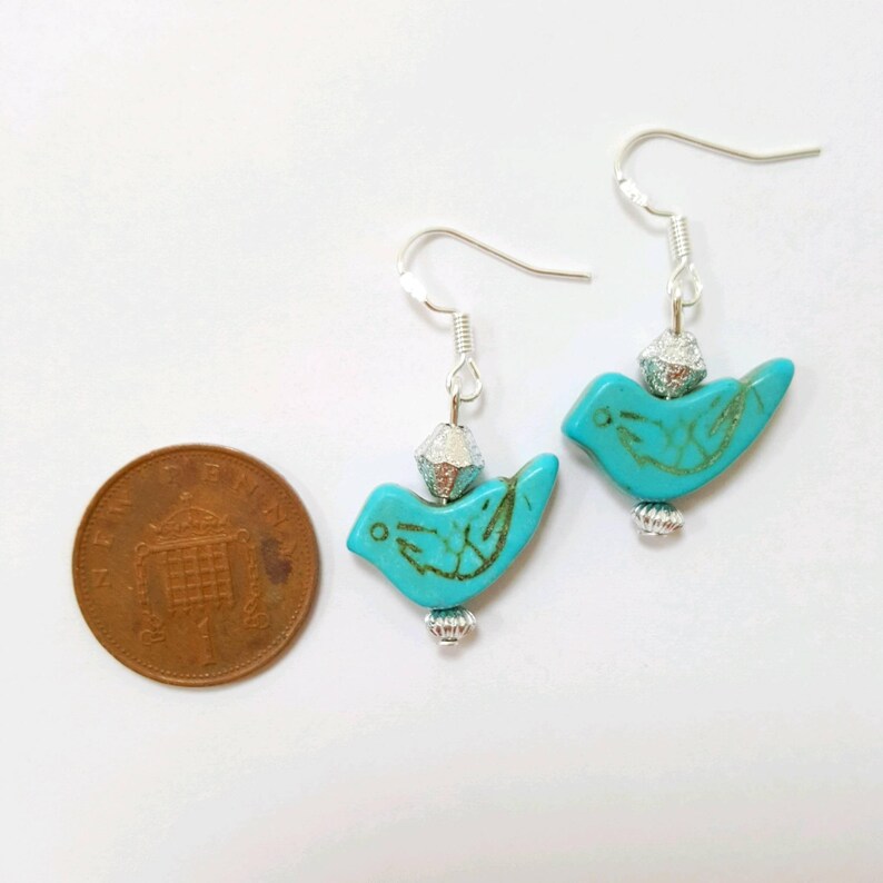 gemstone jewelry howlite bird earrings Turquoise bird earrings gemstone bird earrings turquoise jewelry bird earrings bird jewelry