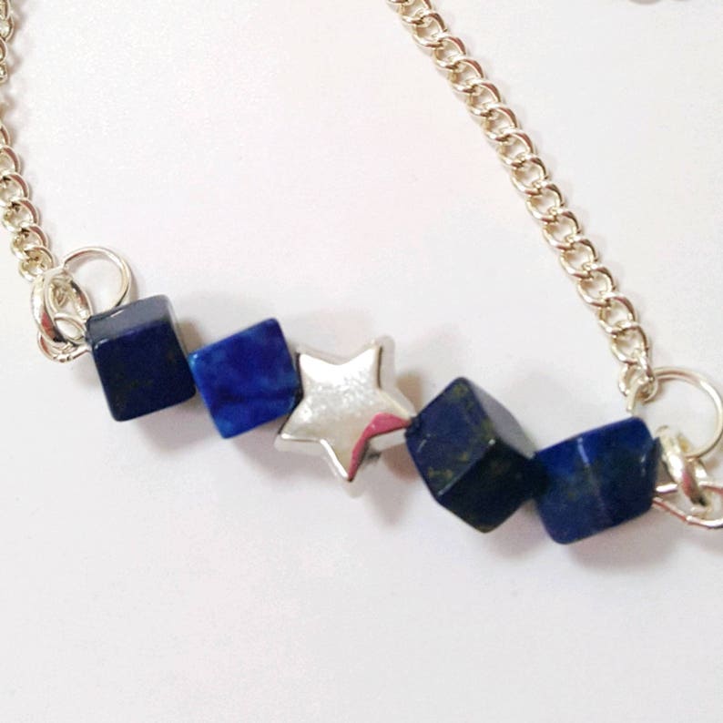 semi precious jewelry lapis lazuli jewelry set lapis lazuli cube necklace gemstone star necklace blue star necklace and earrings