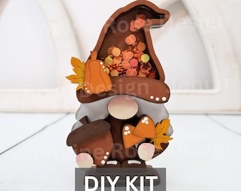 Autumn Gnome Shaker DIY Kit, Unfinished Wooden Fall Gnome Shaker Shelf Sitter, Fall Tiered Tray or Thanksgiving Decor, DIY Crafts for Adults
