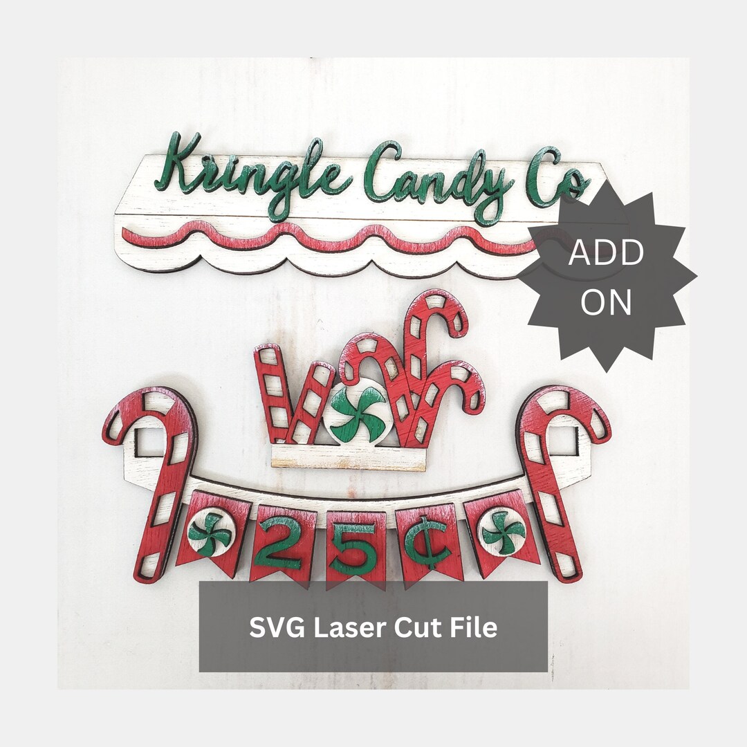 Addon Candy Cane Stand SVG Laser Cut Files for Laser Cutter or Interchangeable