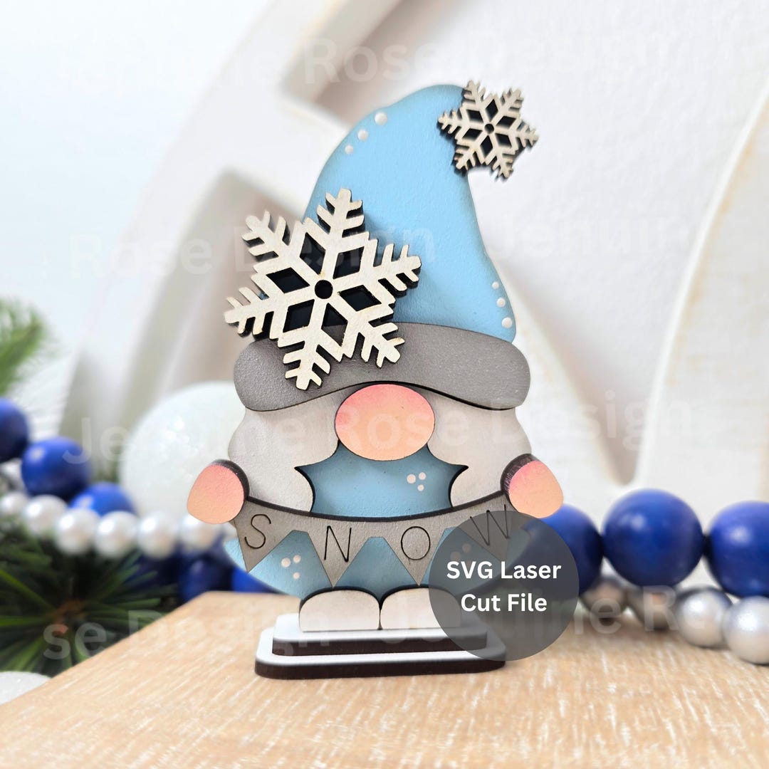 Snow Gnome SVG Laser Cut File for Glowforge or Laser Cutter, 4" Wooden ...