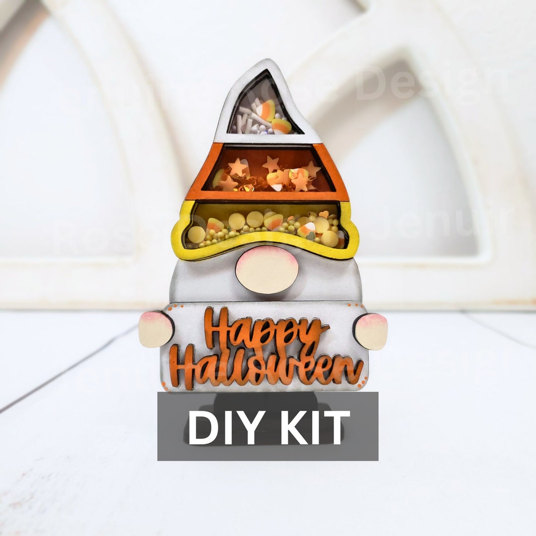 Candy Corn Shaker Gnome DIY Kit, Unfinished Wooden Halloween Gnome With ...