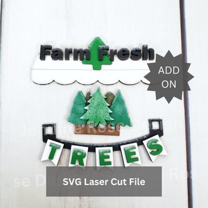 Addon: Christmas Tree Stand SVG Laser Cut Files for Laser Cutter or Glowforge, Interchangeable & Reversible Market Stand Shelf Sitter