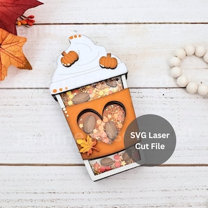 Jesienny Togo Coffee Shaker SVG Plik Cięty Laserowo do Glowforge lub Laser Cutter, Drewniany Znak Shaker Do Kawy Do Dekoracji Jesiennego Baru Kawowego lub Taca Piętrowa
