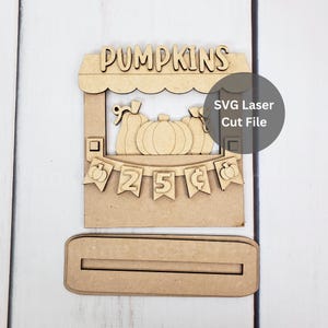 Pumpkin Stand SVG Laser Cut File for Glowforge or Laser Cutter, Wood Interchangeable Addon for Seasonal Market Stand Fall Shelf Sitter Decor