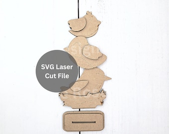 Spring Bird Stack SVG Laser Cut File for Laser Cutter or Glowforge, Standing Sleeping Birds in Bird Nest for Spring Shelf Sitter Decorations