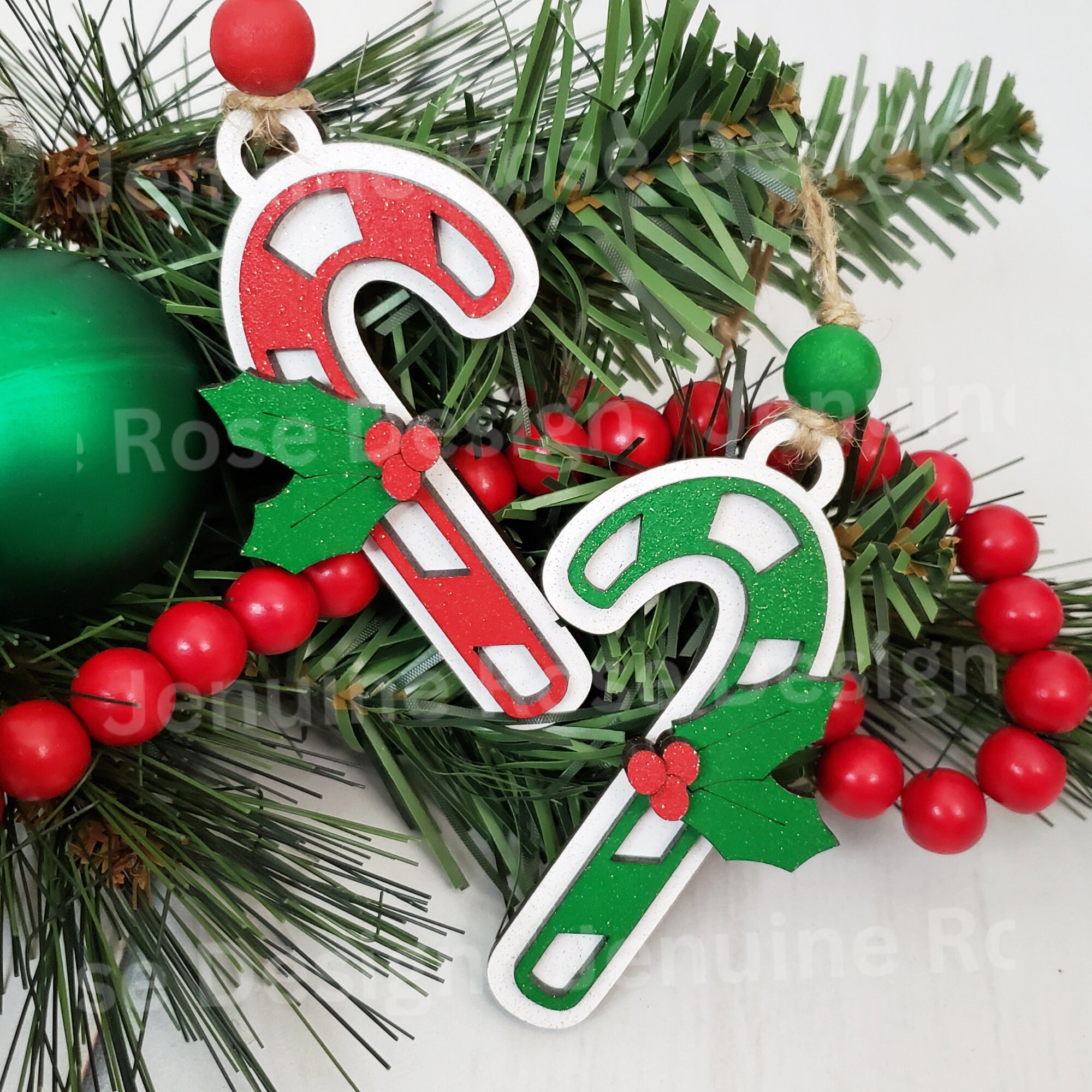 Candy Cane Ornaments SVG Laser Cut File Bundle for Laser Cutter or ...