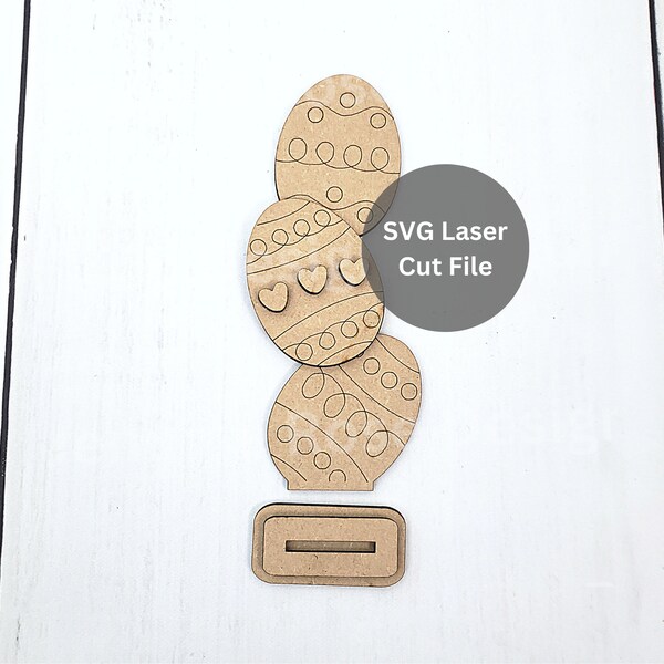 Easter Egg Stack SVG Laser Cut File for Laser Cutter or Glowforge, Easter Egg Tower Shelf Sitter, Adult Crafts for Easter or Spring Decor