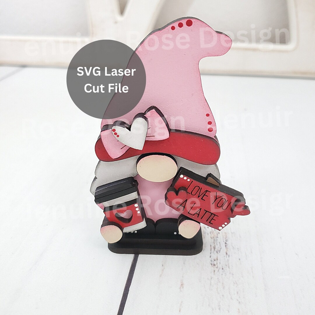 Coffee Valentine Gnome SVG Laser Cut File for Laser Cutter or Glowforge ...