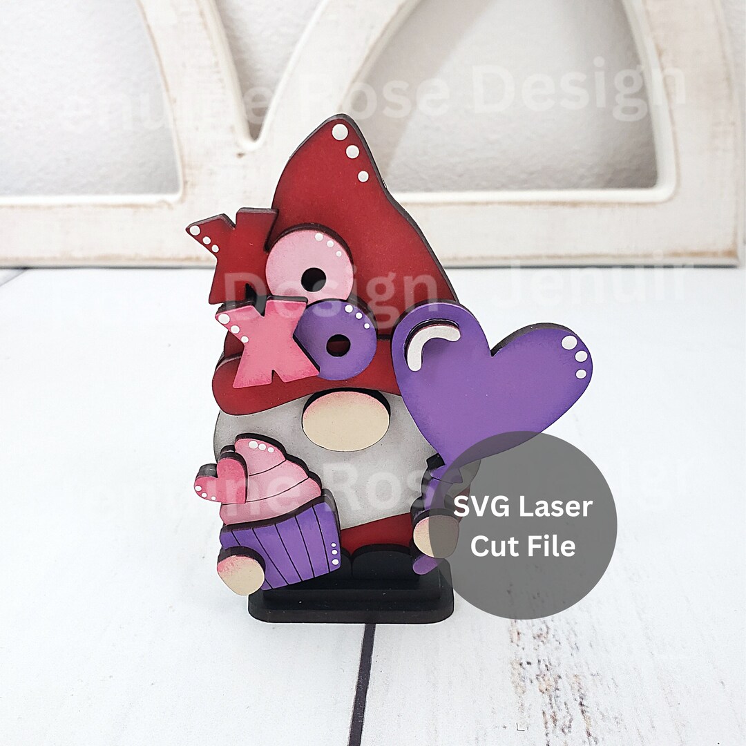 XOXO Valentine Gnome SVG Laser Cut File for Laser Cutter or Glowforge ...