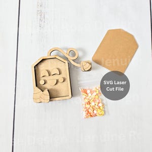 Candy Corn Tea Bag SVG Laser Cut File for Glowforge or Laser Cutter, Candy Corn Shaker Sign Shelf Sitter for Halloween Tiered Tray Decor