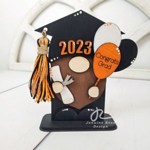 DIY Kit: Graduation Gnome, Unfinished Wooden Standing Gnome w/ Custom Yarn Tassel, Congrats Grad Balloon & Diploma for Painting, Grad Party image 8