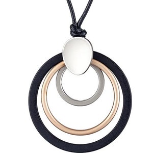 Stylish Long Necklace with Multi Circle Statement Pendant for Women image 2