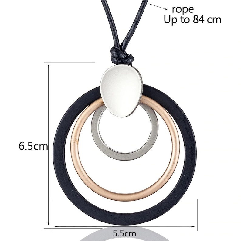 Stylish Long Necklace with Multi Circle Statement Pendant for Women image 5