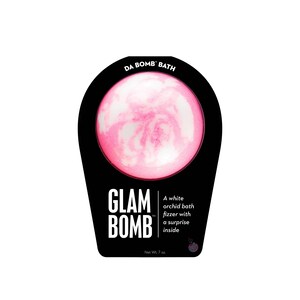 Glam Bomb, Glam Bath Bomb, Bath Bomb, Bath Fizzer, Fizzy, Relax, Glam, Surprise Inside, Bath and Beauty, White Orchid