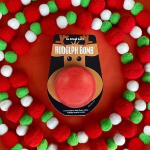 Rudolph Bomb™, Bath Bomb, Bath Fizzer, Bath Fizzie, Surprise Inside, Bath and Body, Holiday Bath Bomb