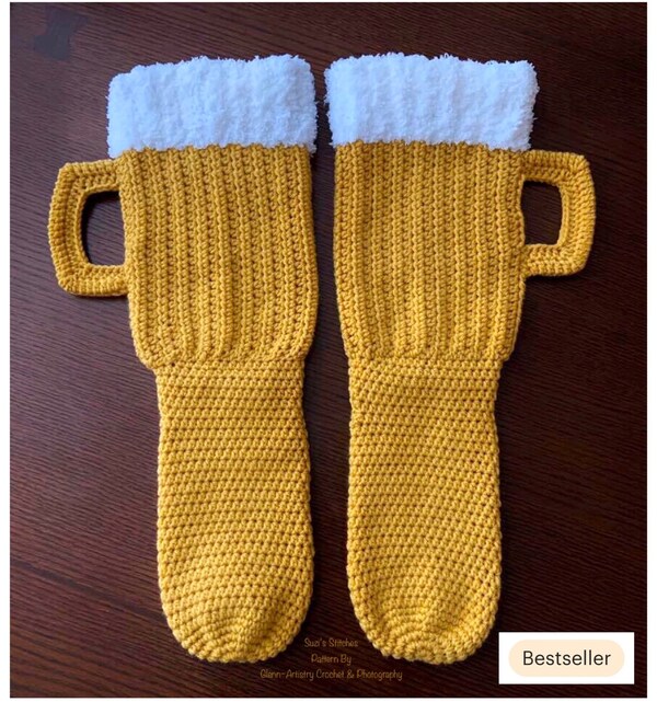 Crochet Beer Sock PATTERN, Beer Stein, Beer Mug, Slippers, Booties