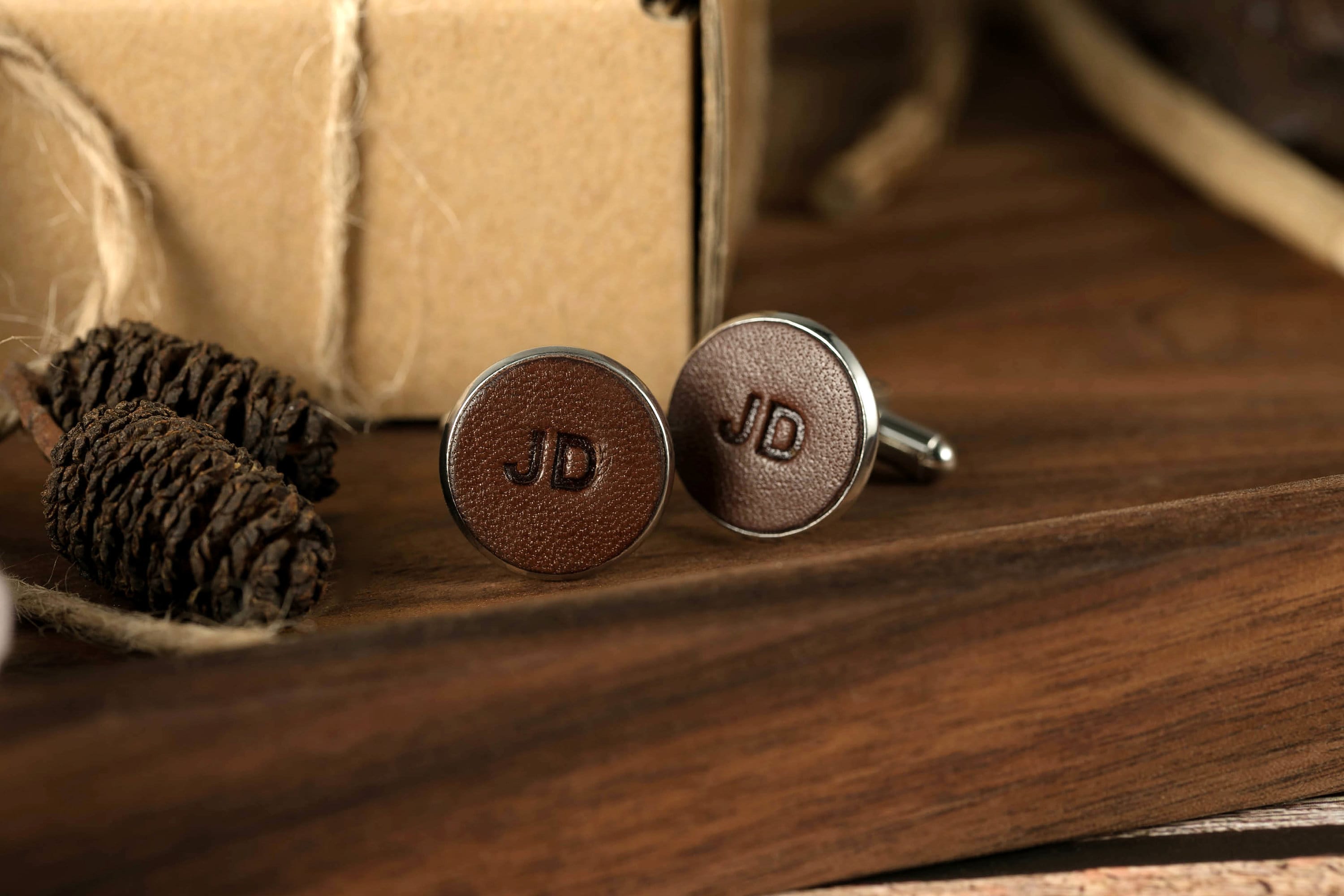 Leather Cufflinks - Custom Initials Cuff links - Personalized Wedding…