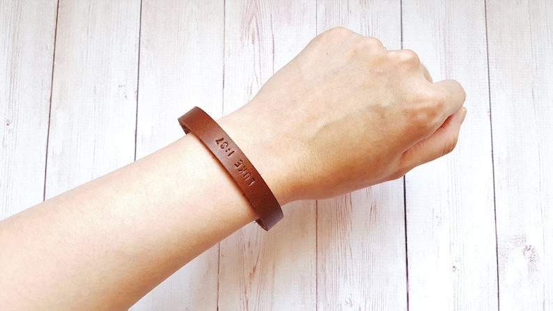 Personalised Leather Bracelet Custom Mens Bracelet Third image 0