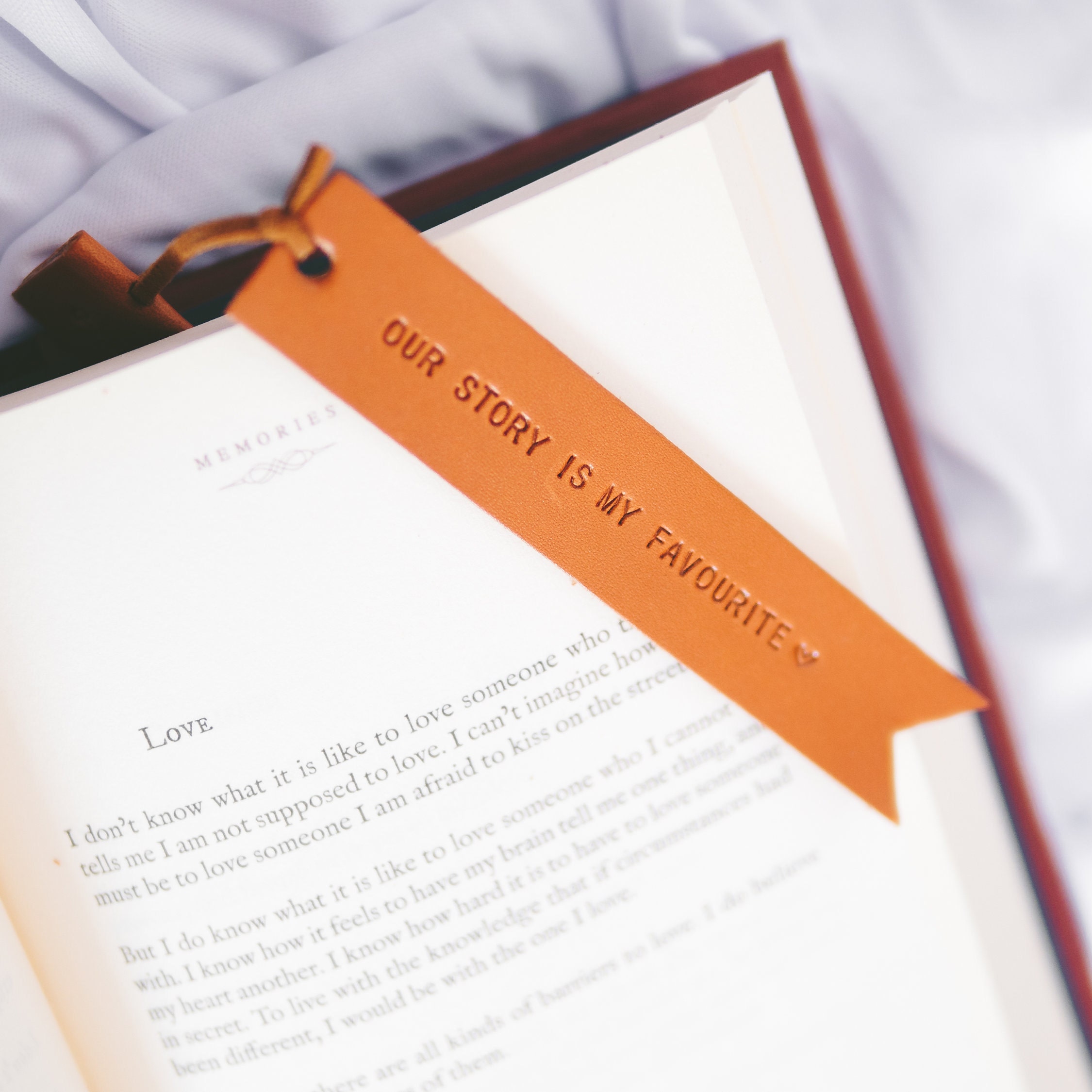 Personalised Leather Bookmark - Leather Anniversary Wedding Gift - Bo…