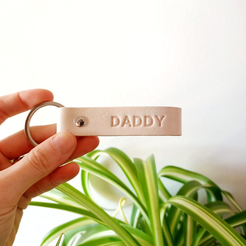 Personalised Dad Leather Keyring Personalized Daddy Daughter Etsy