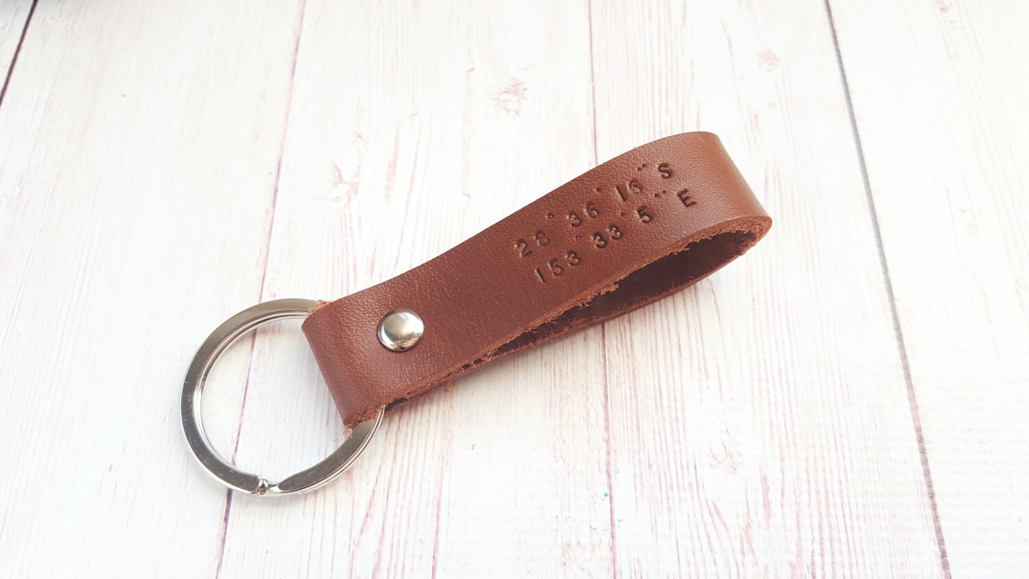Personalized Coordinate Leather Keychain - Custom Latitude Longitude …