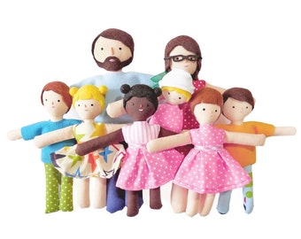 Set de familia. Familia de trapo. Set de muñecos. Familia de diagnóstico. Muñeco para terapia. muñeco hecho a mano