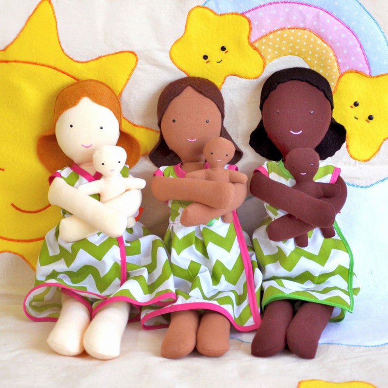 Our Mom dolls can be made in different skin tones.