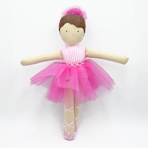 Ballerina Doll with pink tutu, Handmade Stuffed Ballet Dancer
